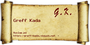 Greff Kada névjegykártya